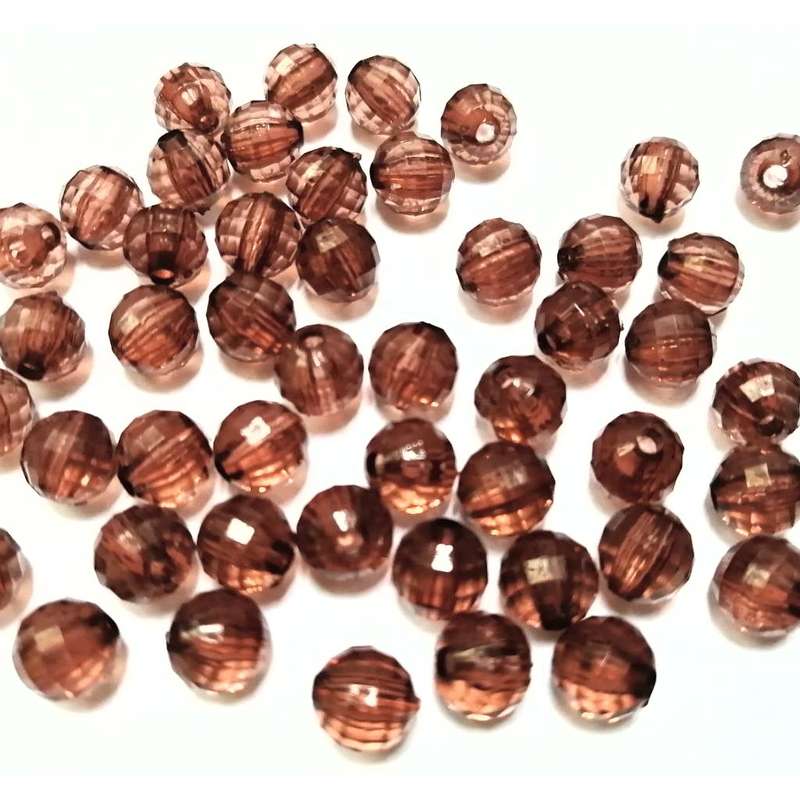 Beads / Acrylic Beads -8mm -50pcs-round brown facetted - crystal optic- for jewellery crafting