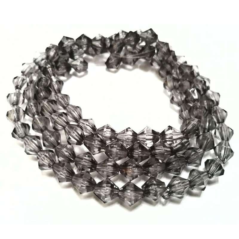 Beads / Acrylic Beads -8mm-100pcs-string-grey facetted bicone - crystal opti- for jewellery crafting