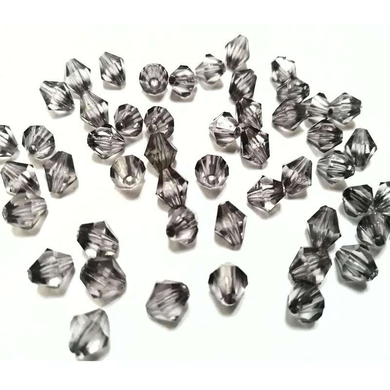 Beads / Acrylic Beads -8mm-200pcs-grey facetted bicone - crystal optic- for jewellery crafting