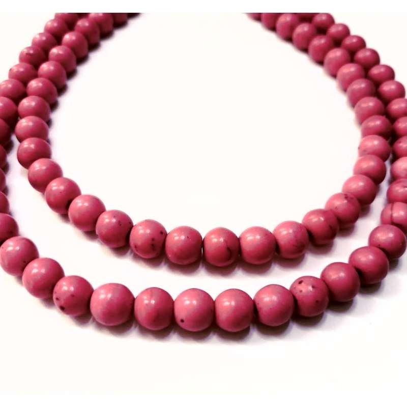 Beads / Howlite  - Stone Beads - 8mm pink ball  -+/-54pcs strand / Beads for crafting