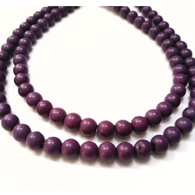 Beads / Howlite  - Stone Beads - 8mm purple ball  -7 single pcs / Beads for crafting