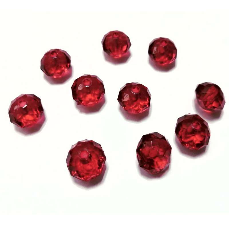 Beads / Acrylic Beads -12mm-10pcs-red facetted rondel- crystal optic / Beads for crafting
