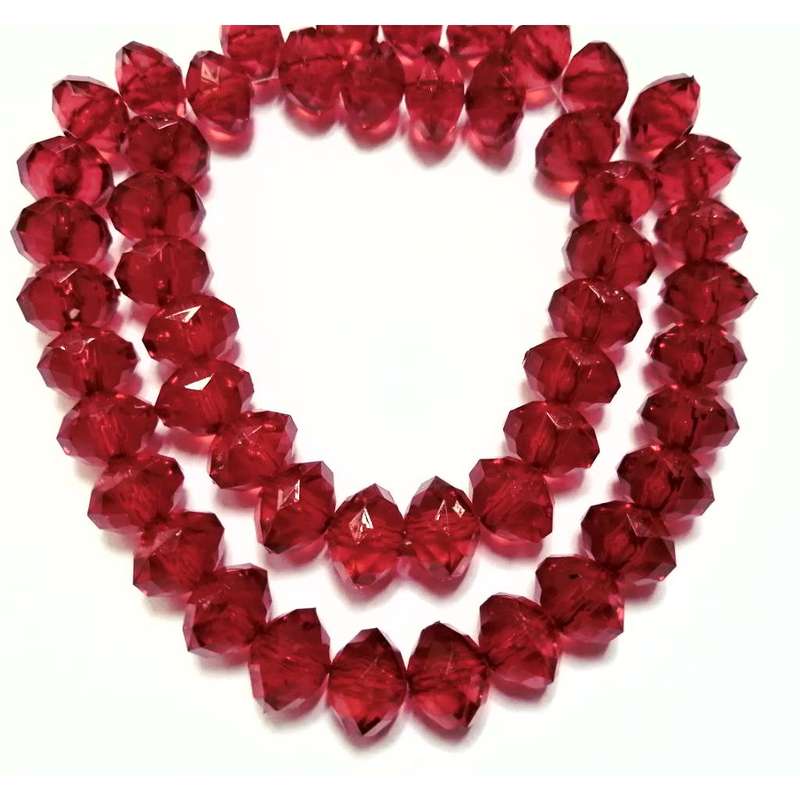 Beads / Acrylic Beads -12mm-50pcs-red facetted rondel- 43.5cm string / Beads for crafting