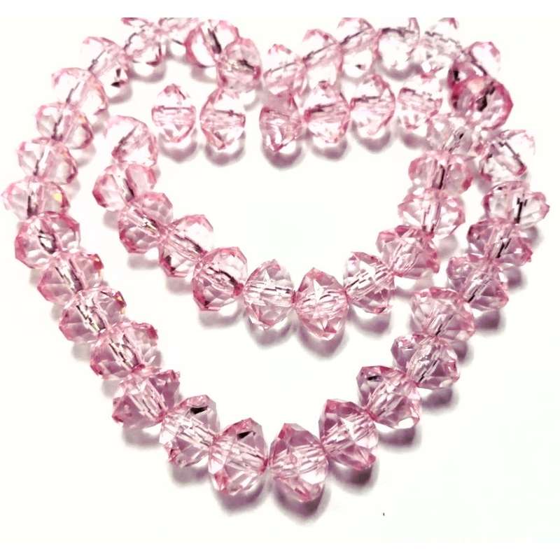 Beads / Acrylic Beads -12mm-50pcs-pink facetted rondel- 43.5cm string / Beads for crafting