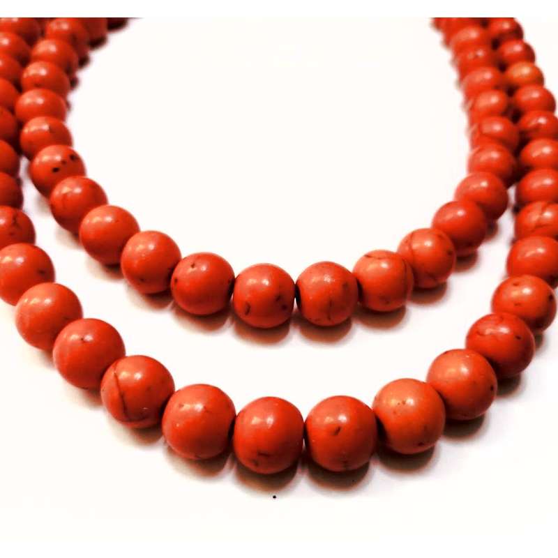 Beads / Howlite  - Stone Beads - 10mm orange ball  - +/-44pcs strand / Beads for crafting