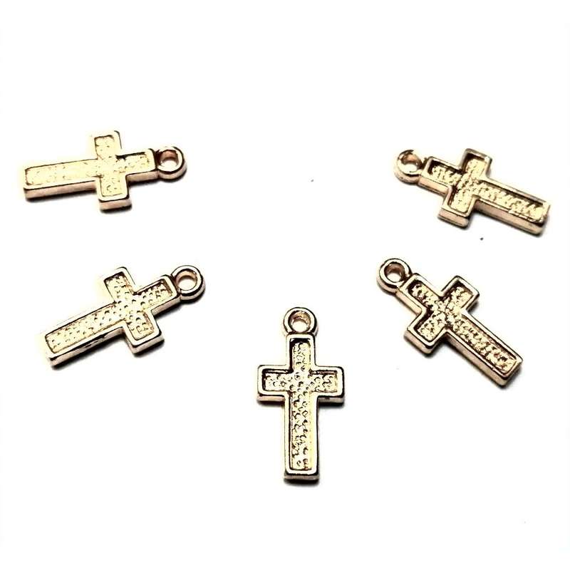 Pendants / Cross -Gold Metal Pendant - 50pcs - 16x8mm / pendants for crafting
