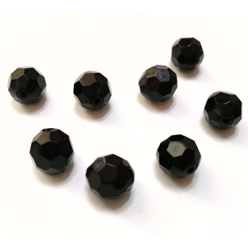 Beads / Acrylic Beads - 12mm facetted ball-  8pcs - black / Beads for crafting