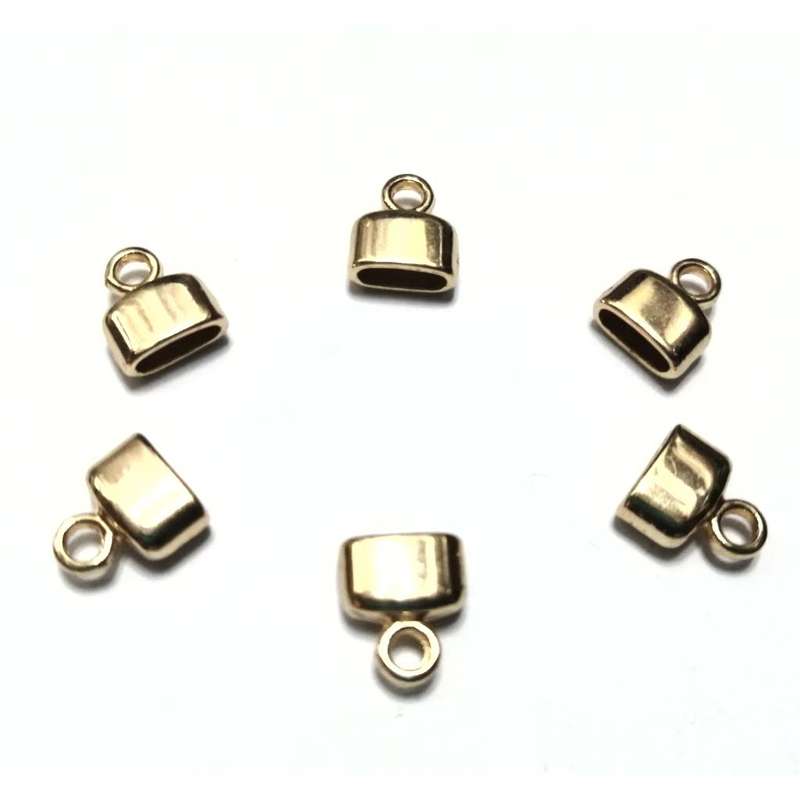 Beads / Cord Ends  gold - 6pcs  - 7mm - Ribbon size max. 6mm / Beads for crafting