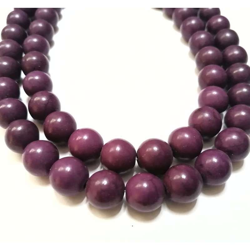 Beads / Howlite  - Stone Beads - 12mm purple ball  -5 single pcs / Beads for crafting