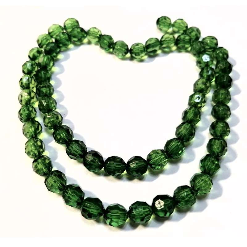 Beads / Acrylic Beads -8mm -60pcs-round smaragd green facetted - for jewellery crafting