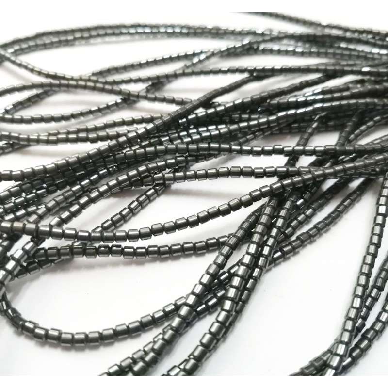 Beads - Hematite Beads - 175 pcs string  - 2x2mm tubes / Beads for crafting
