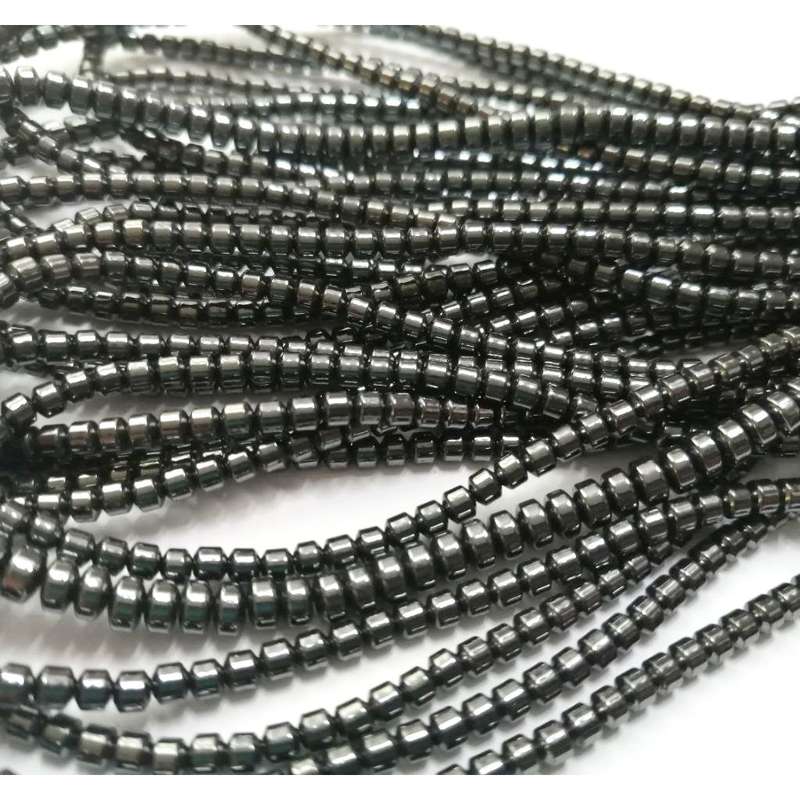 Beads - Hematite Beads - 140 pcs string  - 3x3mm tubes / Beads for crafting