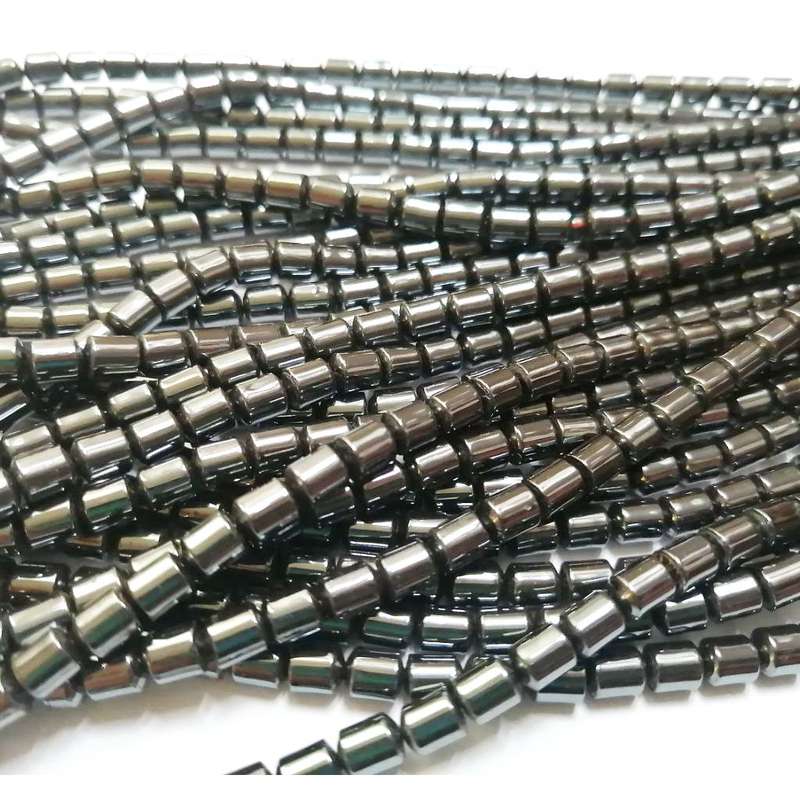 Beads - Hematite Beads - 77pcs string - 5x4mm tubes / Beads for crafting