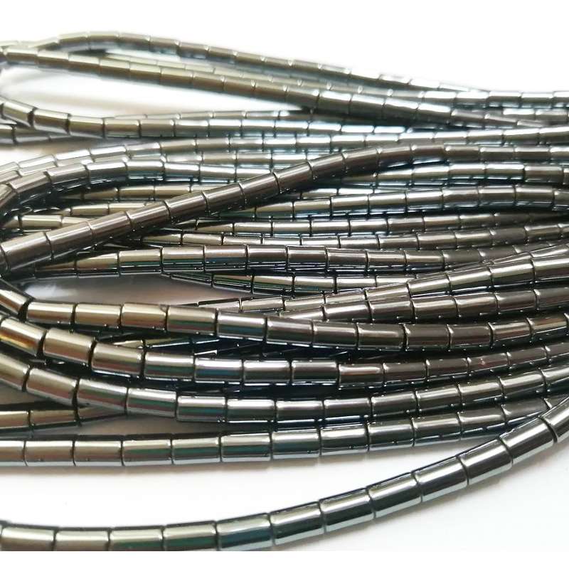 Beads - Hematite Beads - 69 pcs string - 6x4mm tubes / Beads for crafting