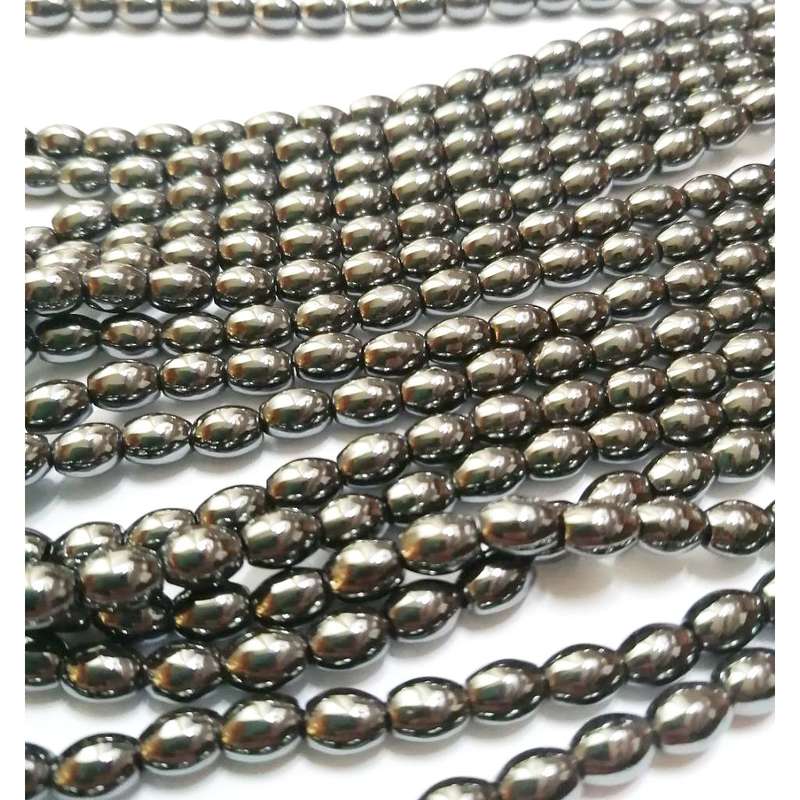 Beads - Hematite Beads - 60pcs string - 7x4mm -  oval / Beads for crafting