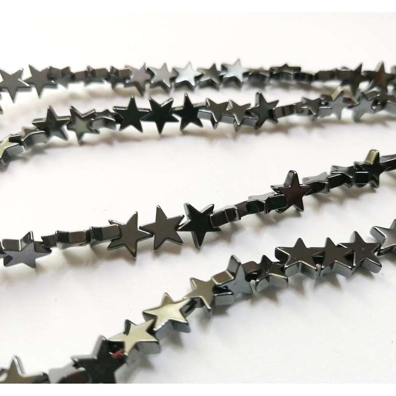 Beads - Hematite Star Beads - 64pcs string - 8mm stars / Beads for crafting