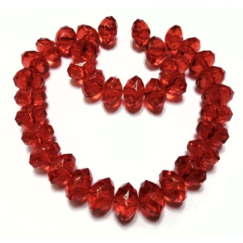 Beads / Acrylic Beads -14mm-35pcs string- red facetted rondell -crystal optic - Beads for crafting