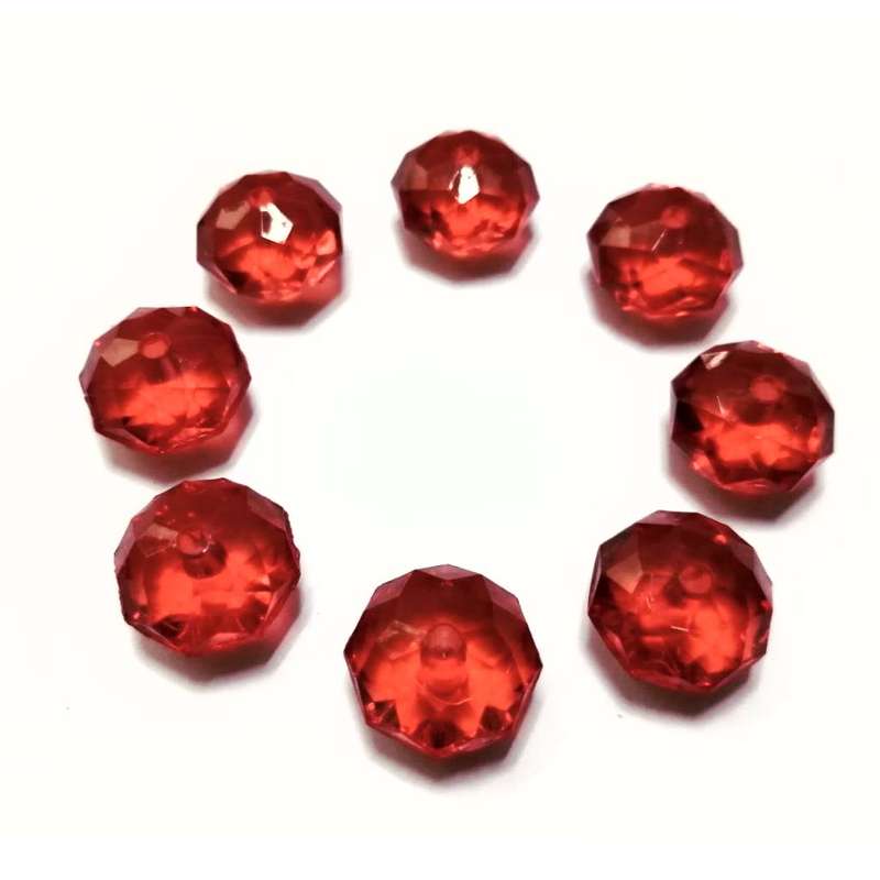 Beads / Acrylic Beads -14mm-8pcs- red facetted rondell -crystal optic - Beads for crafting