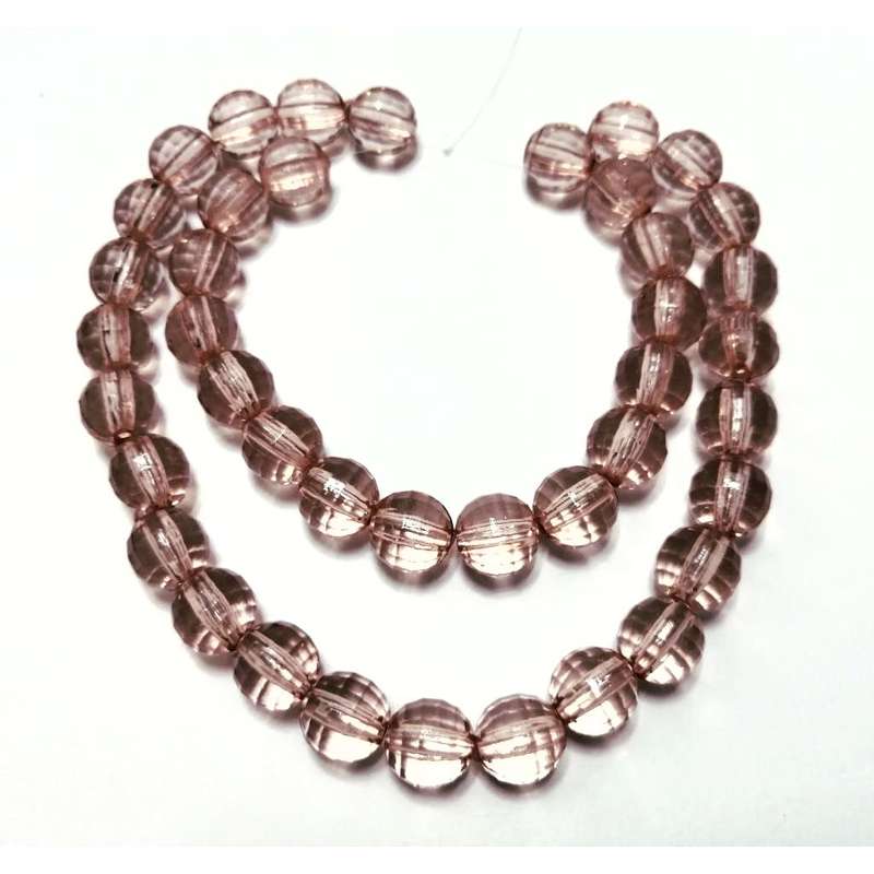 Beads / Acrylic  Beads - 10mm facetted ball-  40pcs - old rose' 40cm string - Beads for crafting