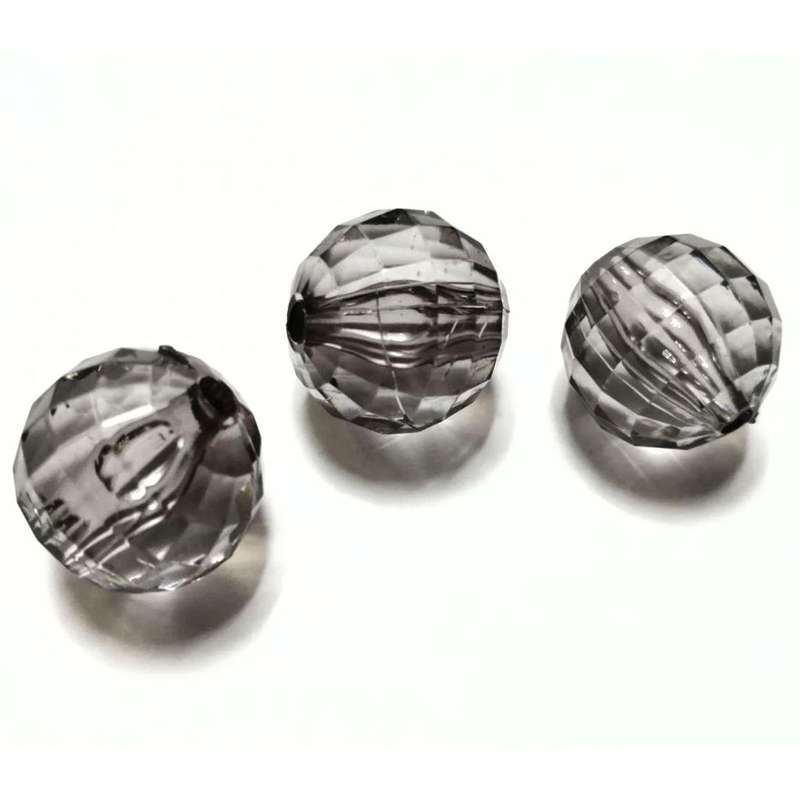 Beads / Acrylic Beads -20mm-3pcs-grey facetted ball- crystal optic / Beads for crafting