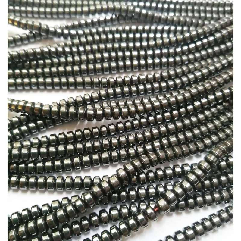 Beads - Hematite Beads - 140pcs string - 4.5x3mm round flat / Beads for crafting
