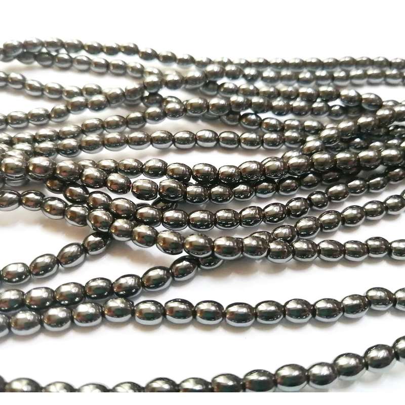 Beads - Hematite Beads - 80pcs string - 5x4mm -  oval / Beads for crafting