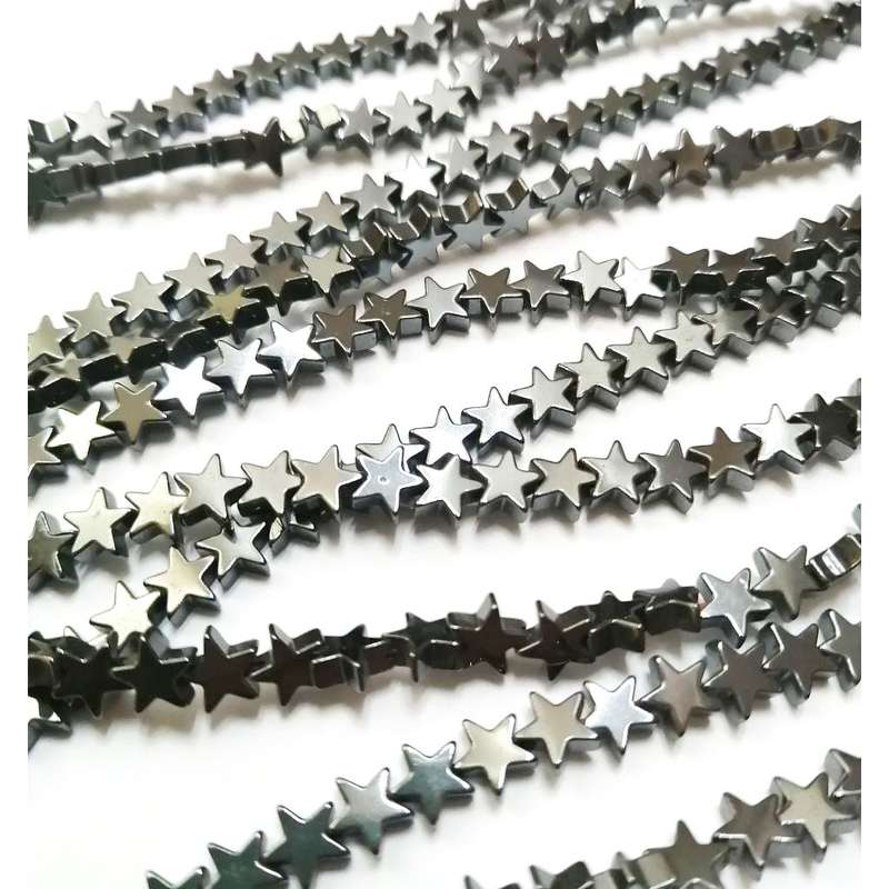 Beads - Hematite Star Beads - 84 pcs string- 6mm / Beads for crafting