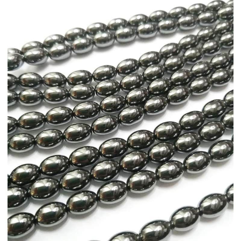Beads - Hematite Beads - 46pcs  string- 8.5x6mm -  oval / Beads for crafting