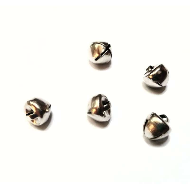 Beads - Bells - Bead /Pendant / Charm Rhodium Color- 5pcs -8mm- Beads for crafting