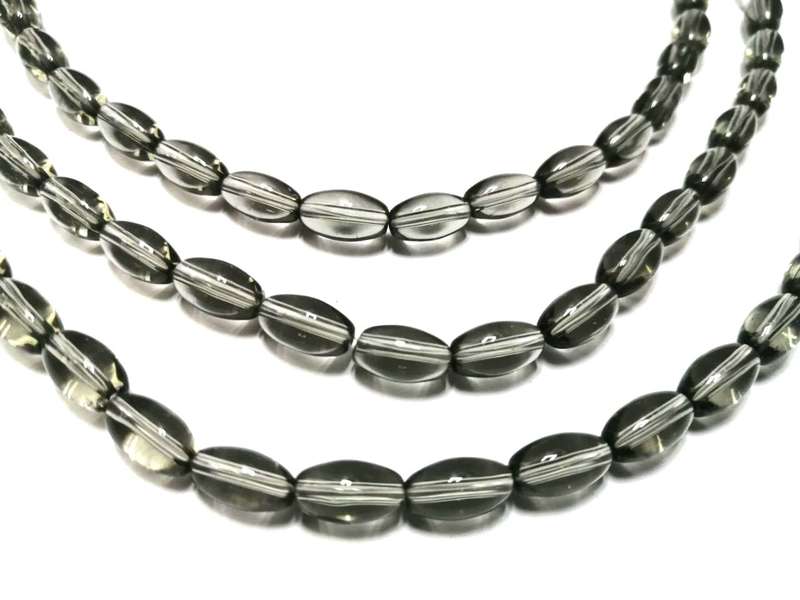 Beads / Glass Beads -10x6mm clear grey oval - 25pcs string / Beads for crafting