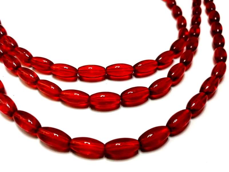 Beads / Glass Beads -10x6mm clear red oval - 25pcs string / Beads for crafting