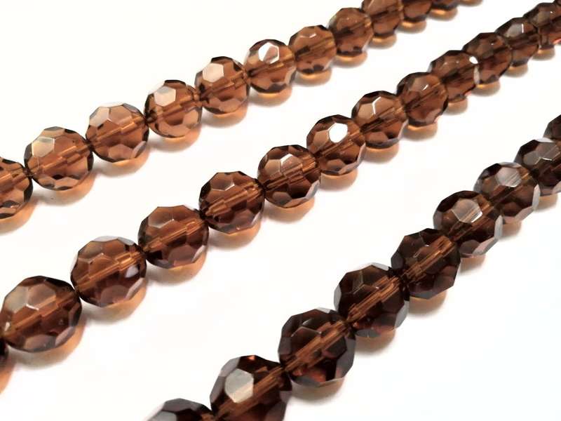 Beads / Glass Beads -14mm faceted balls- clear brown- 22pcs string / Beads for crafting