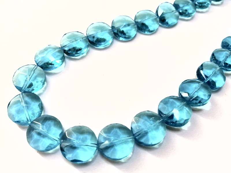 Beads / Glass Beads -12x6mm faceted lentils clear blue- 29pcs string / Beads for crafting