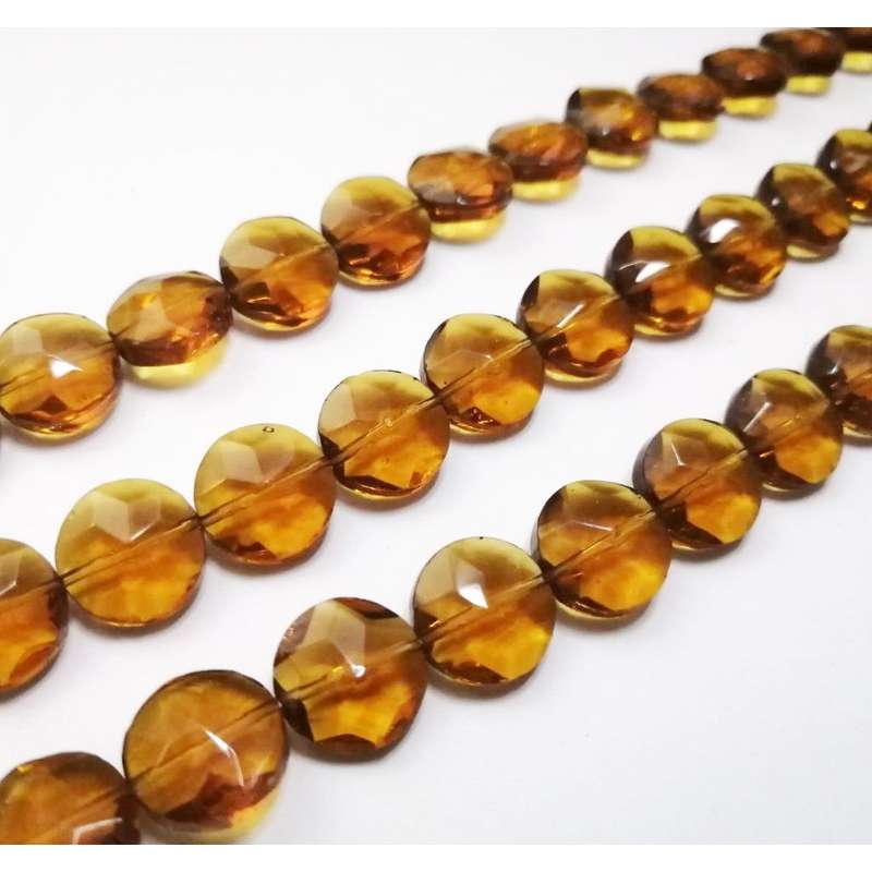 Beads / Glass Beads -12x6mm faceted lentils clear brown- 29pcs string / Beads for crafting