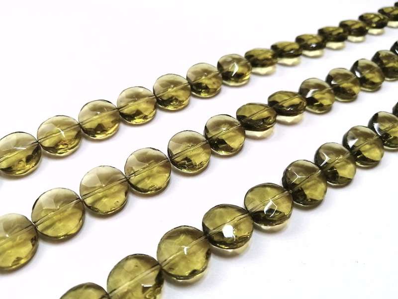 Beads / Glass Beads -12x6mm faceted lentils clear green- 29pcs string / Beads for crafting