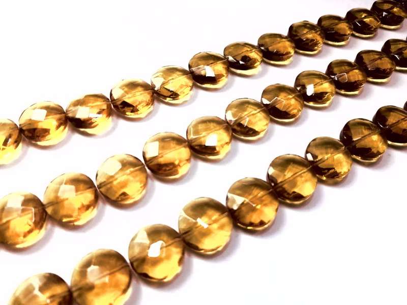 Beads / Glass Beads -12x6mm faceted lentils clear yellow - 29pcs string / Beads for crafting