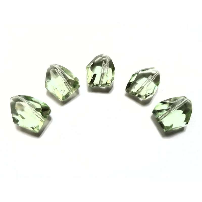 Beads / Glass Beads -16x12mm faceted shapes clear green- 5pcs  / Beads for crafting
