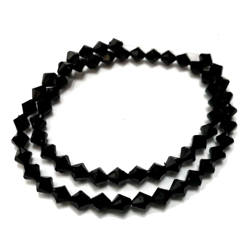 Beads / Acrylic Beads -6mm -60pcs- black - crystal optic bicone- for jewellery crafting