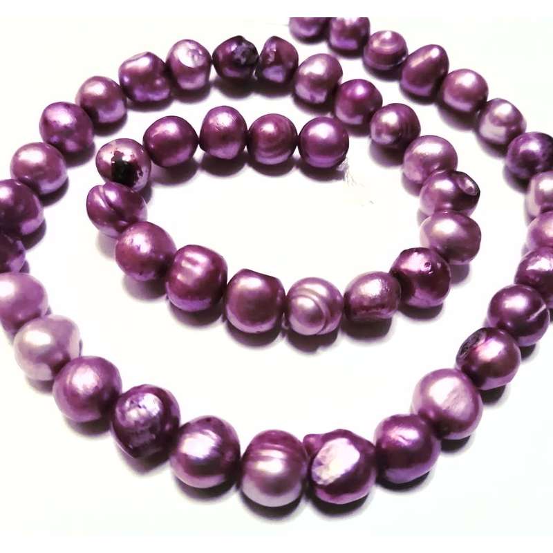 Keshi Shell Pearl Beads -37cm string -purple+/- 8.5mm flat bottom - beads for crafting