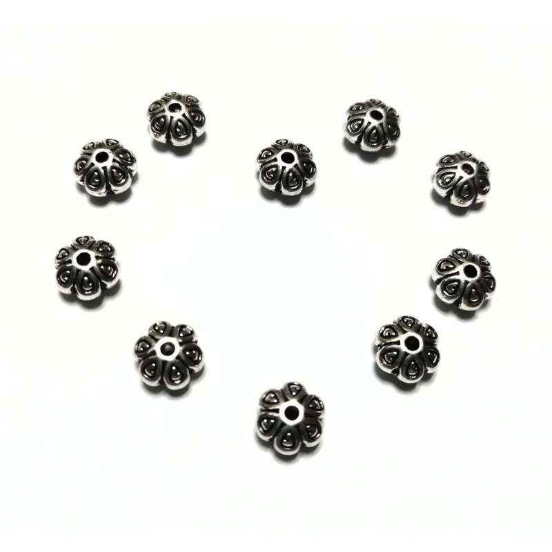 Beads / Massive Metal Beads - 10pcs  - 7x4mm - silver color / beads for crafting