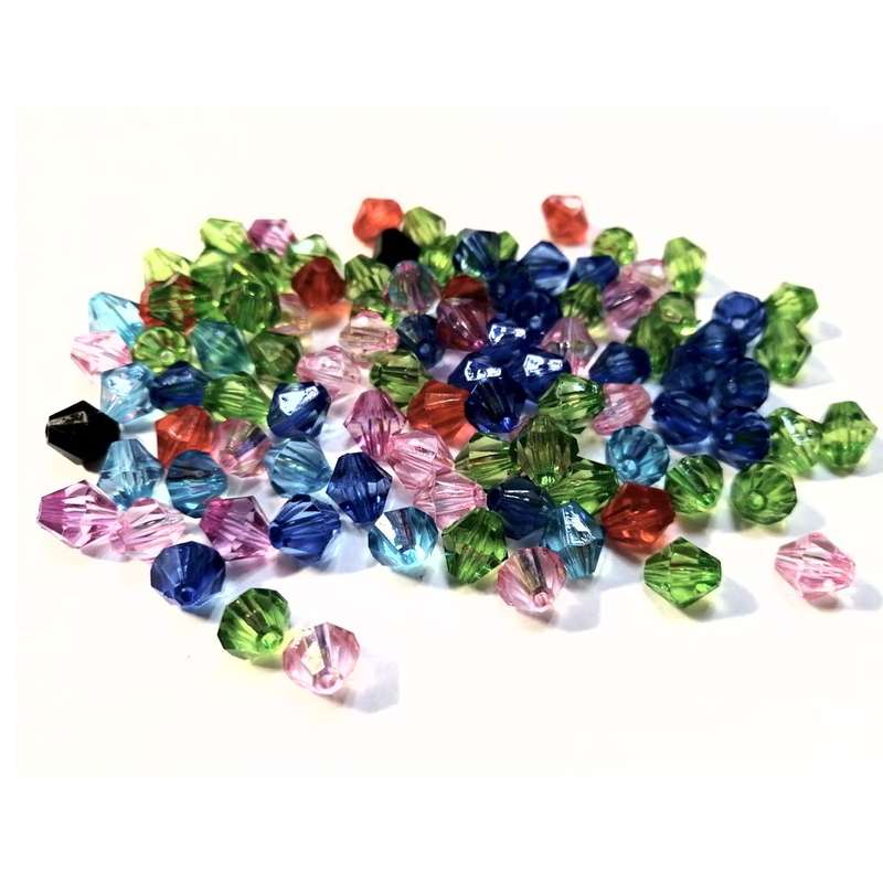 Beads / Acrylic Beads -8mm -100pcs- facetted bicone- color mix - for jewellery crafting