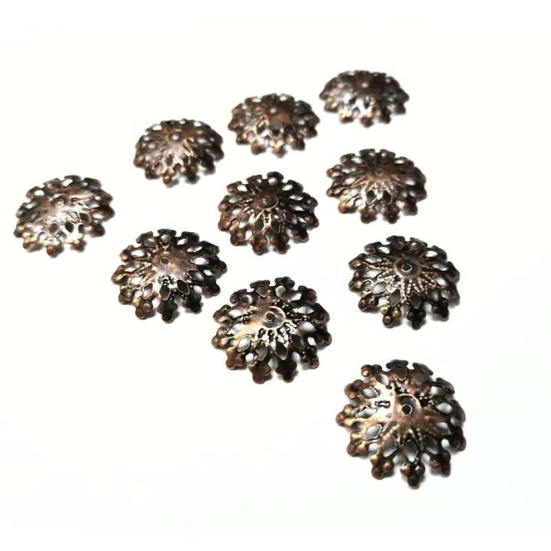 Bead Caps metal - 10pcs  - 18mm copper color / for jewellery crafting