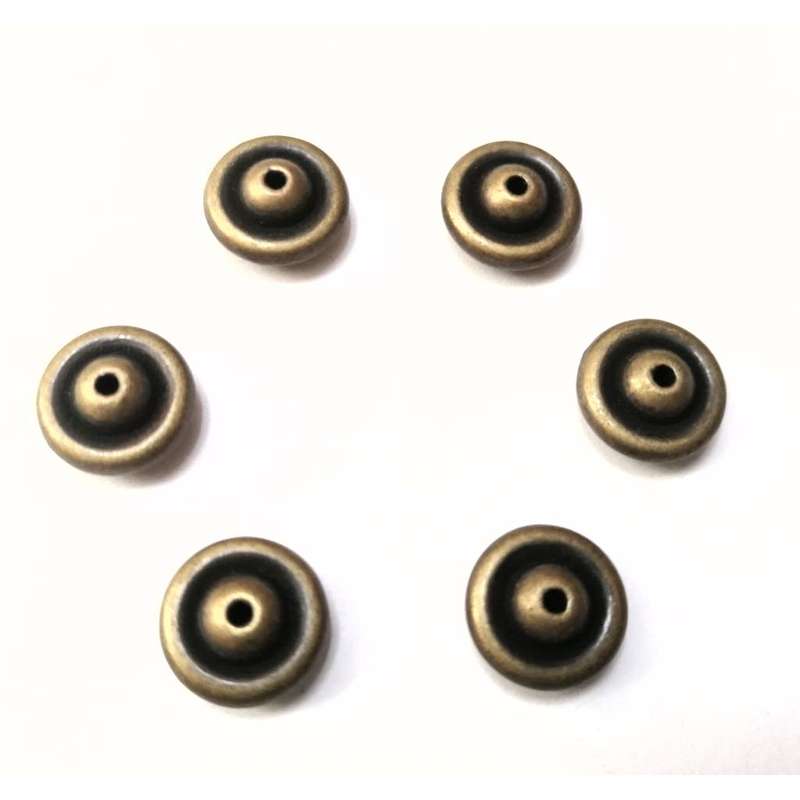 Beads /  Acrylic Beads - 12x6mm -  6 pcs - antique gold metal optic / beads for crafting