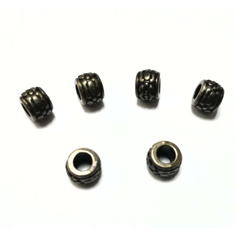 Beads / Havy Metal Beads - 6pcs  - 7x6mm - Hole +/- 4mm- antiqe gold / beads for crafting