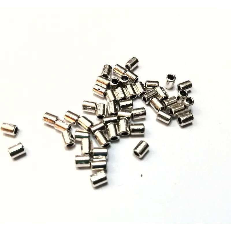 Beads / Metal Beads - 500pcs  - 4x3mm tubes - silver color / Beads for crafting