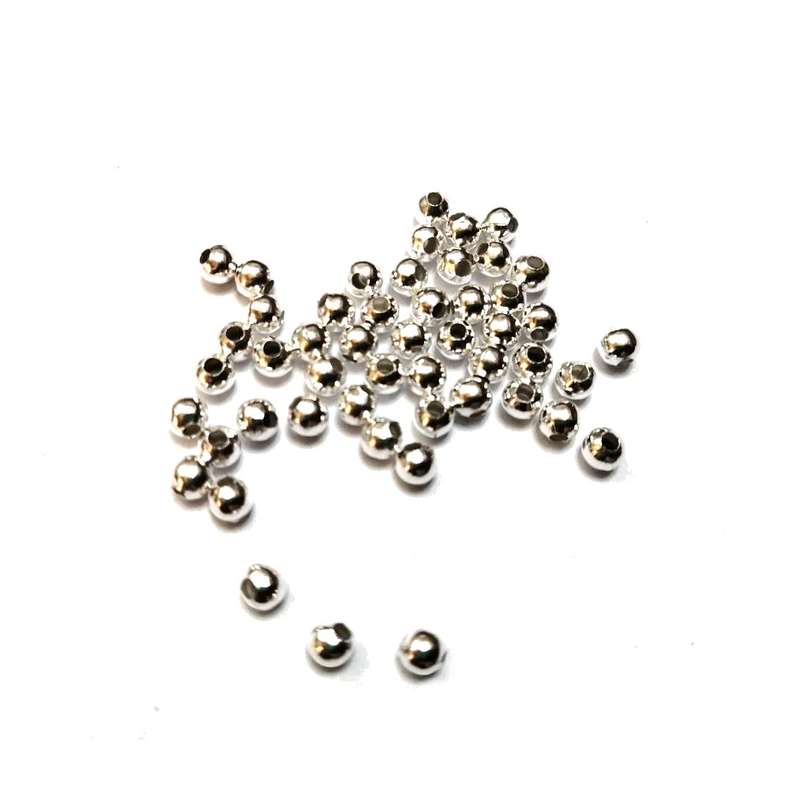 Beads / Crimp- Metal Beads - 50pcs -4mm ball - silver / Beads for crafting