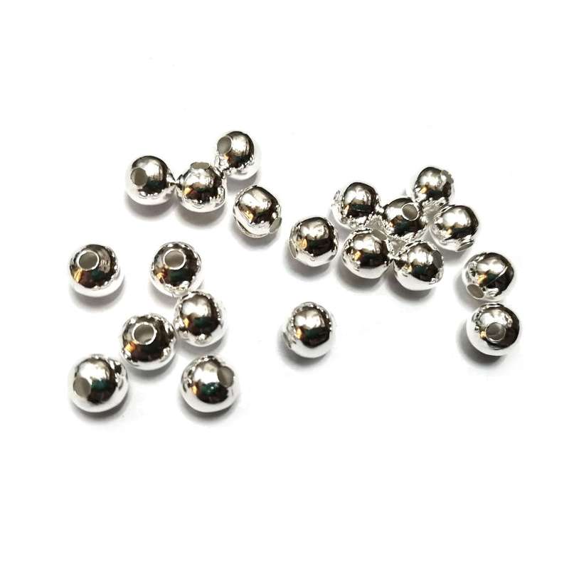 Beads / Metal Beads - 20pcs   - 8mm -ball- silver color - Hole +/- 2.5mm / Beads for crafting