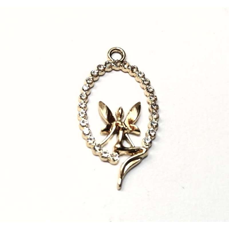 Pendants / Pendant - gold Metal -beautyful fairy with bling  - 1pc - 32x18mm / Beads for crafting