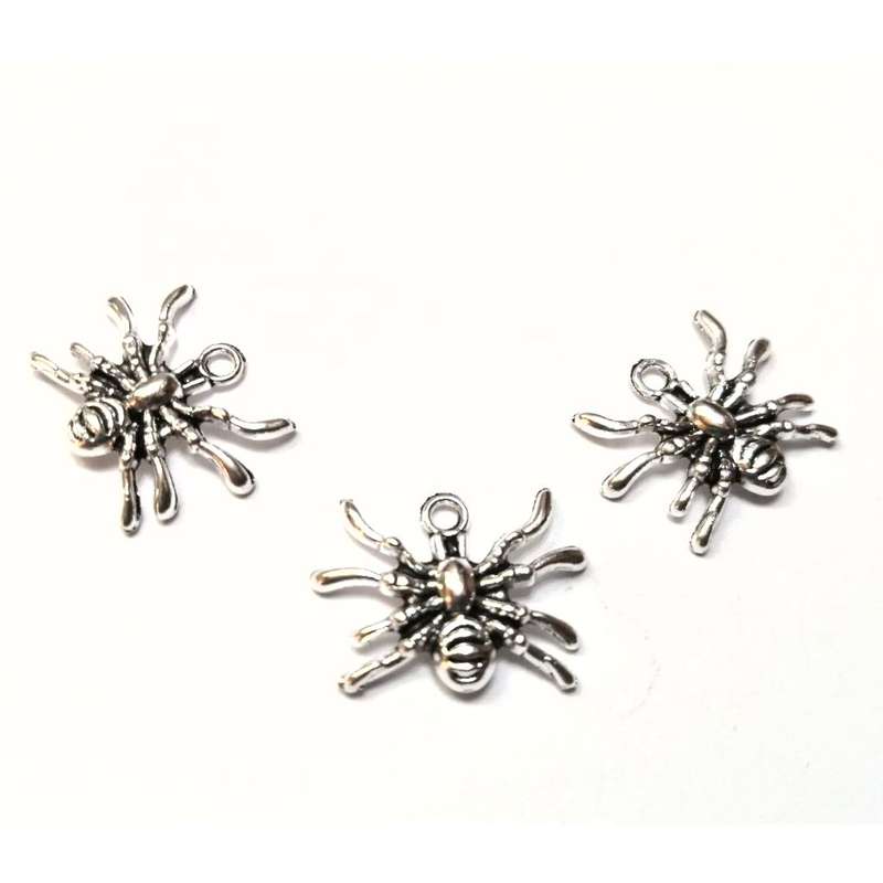Pendants / Pendant - silver Metal - spiders - 3pcs - 19x14mm / Beads for crafting
