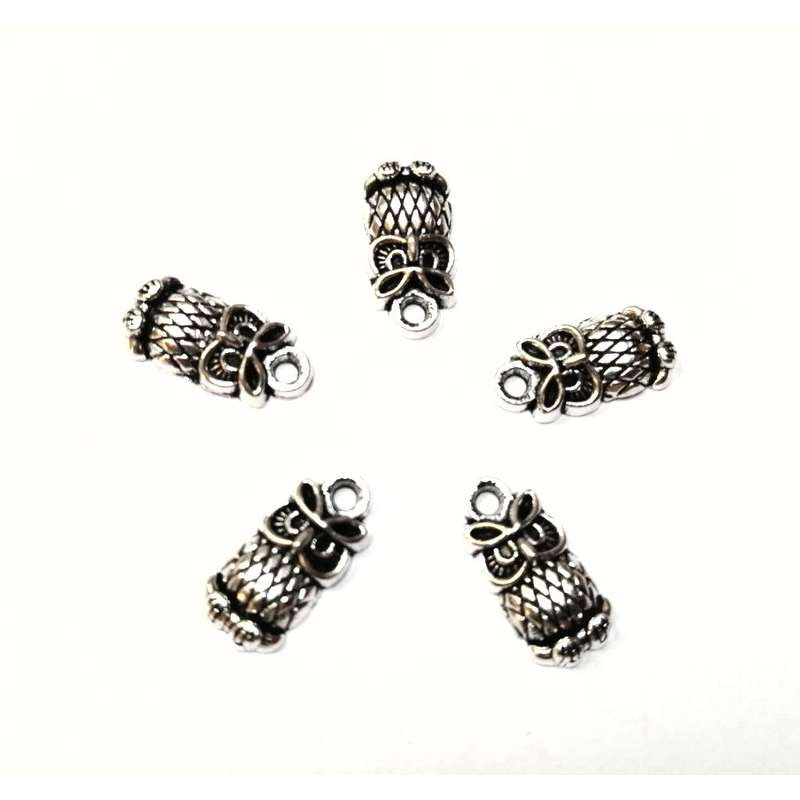 Pendants / Pendant - silver Metal - owls - 5pcs - 14x7mm / Beads for crafting
